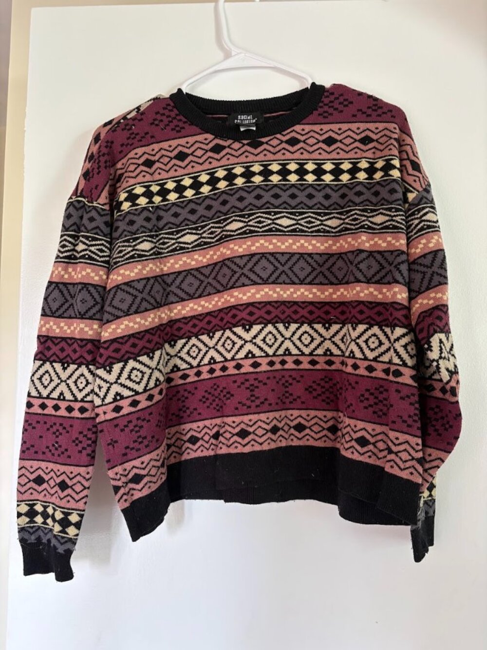 Social Collision Small Cropped Sweater--striped